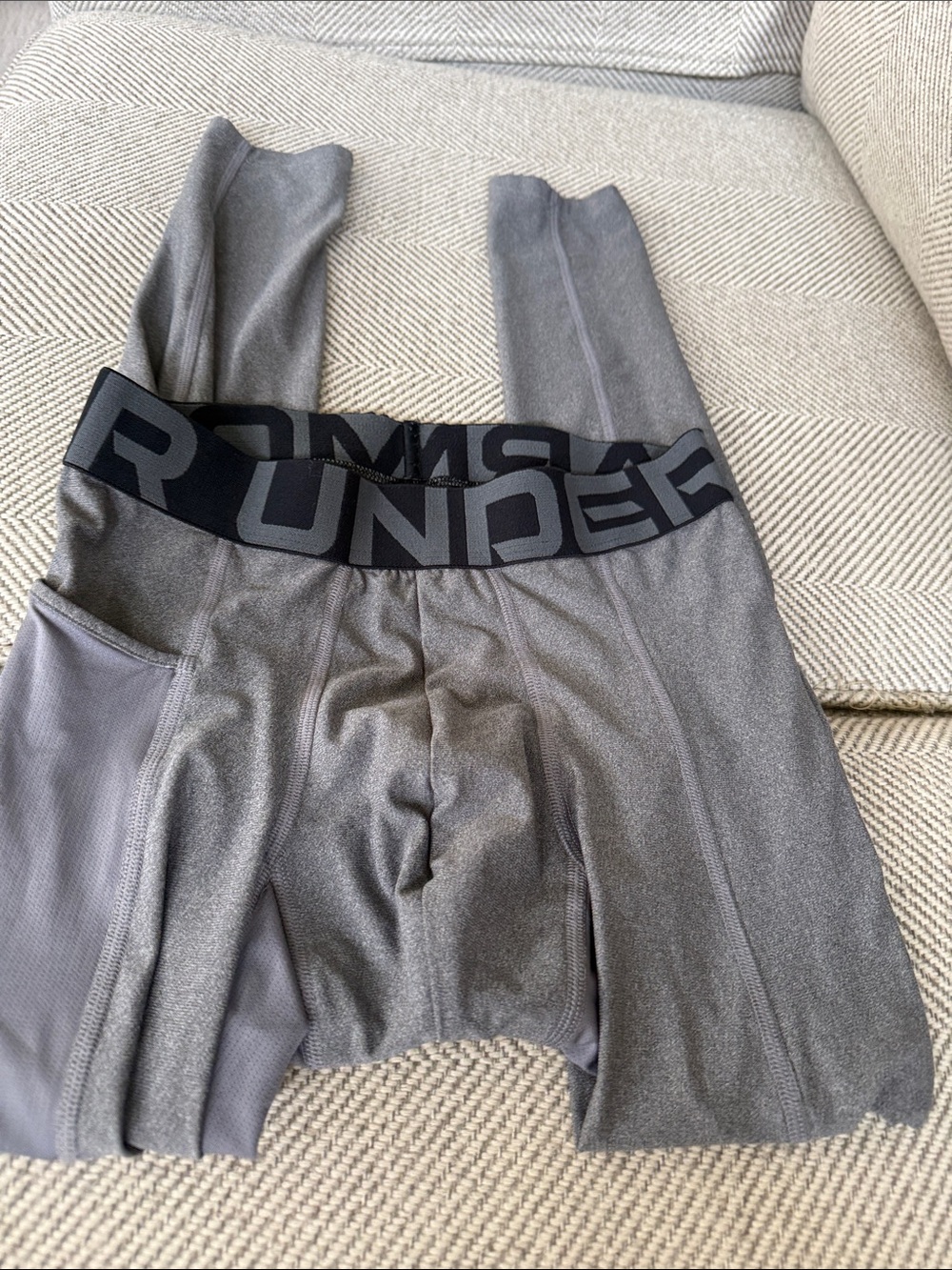 Under Armour Men's Dark Gray Compression Boxer Briefs with Black Logo Waistband